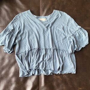 Altar'd State Blue Ruffle Blouse